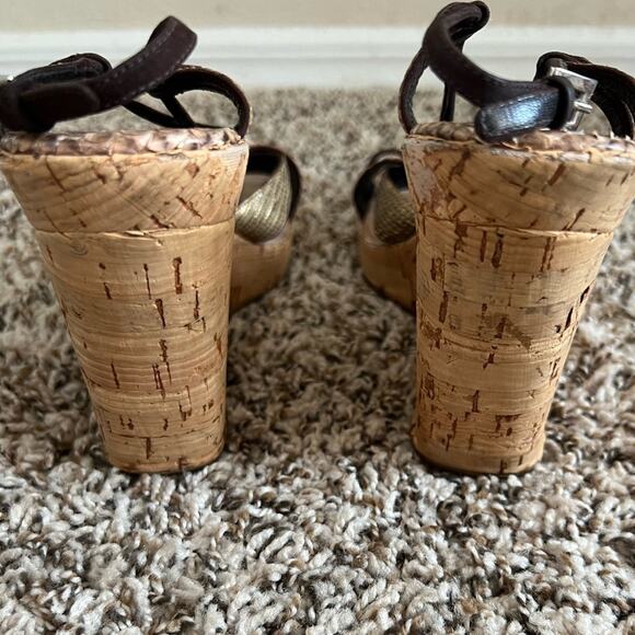 Prada Snake print strappy sandals cork wedge size 38.5 Chic Mob Wife - Picture 9 of 15